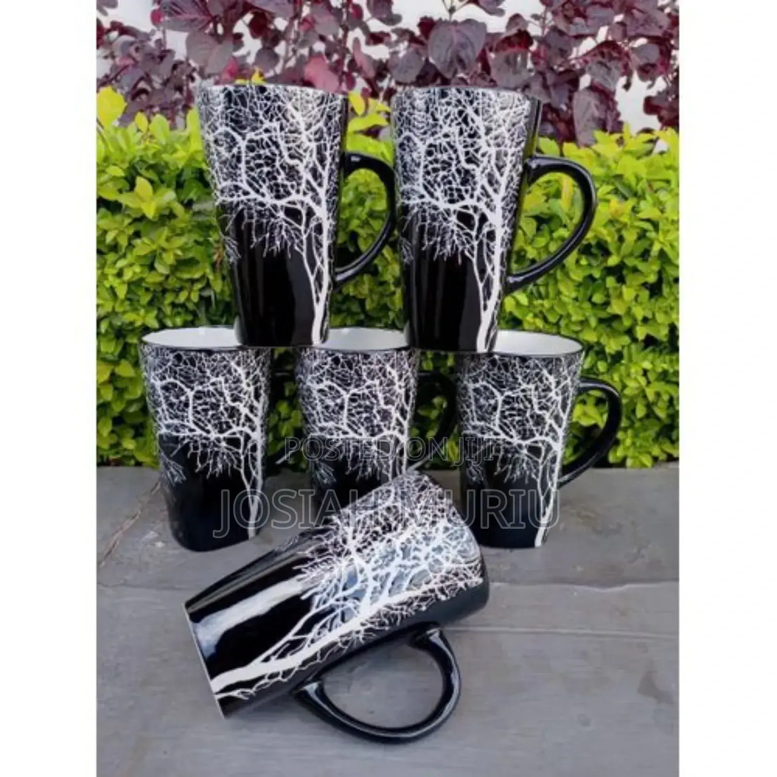 6 Pieces Set of Tree Mugs Black