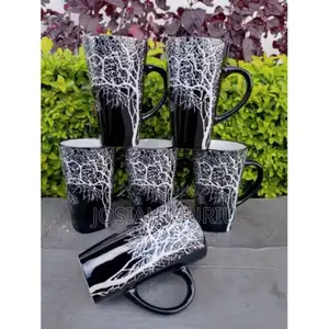 6 Pieces Set of Tree Mugs Black