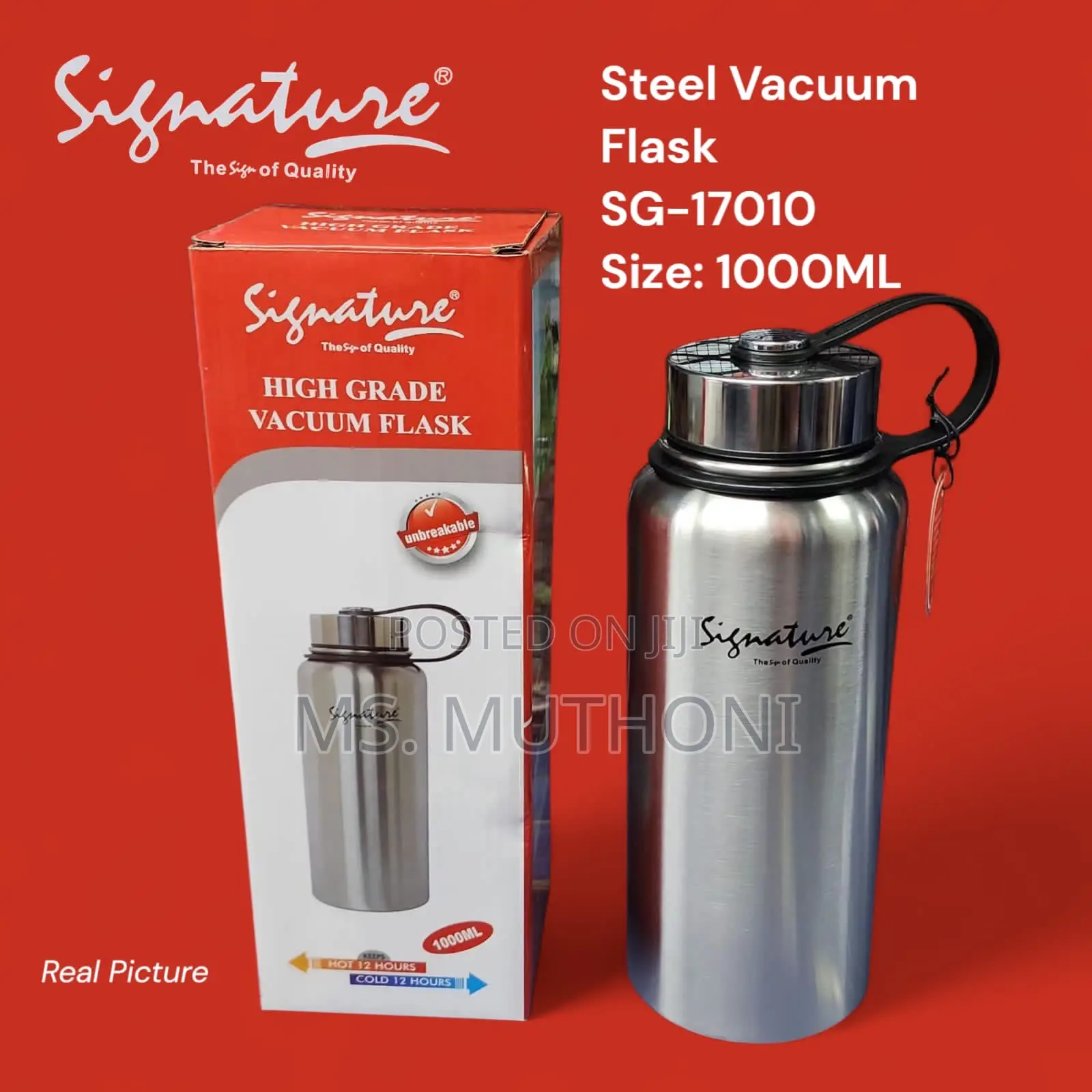 1l Signature Stainless Steel Vacuum Flask/Water Bottle