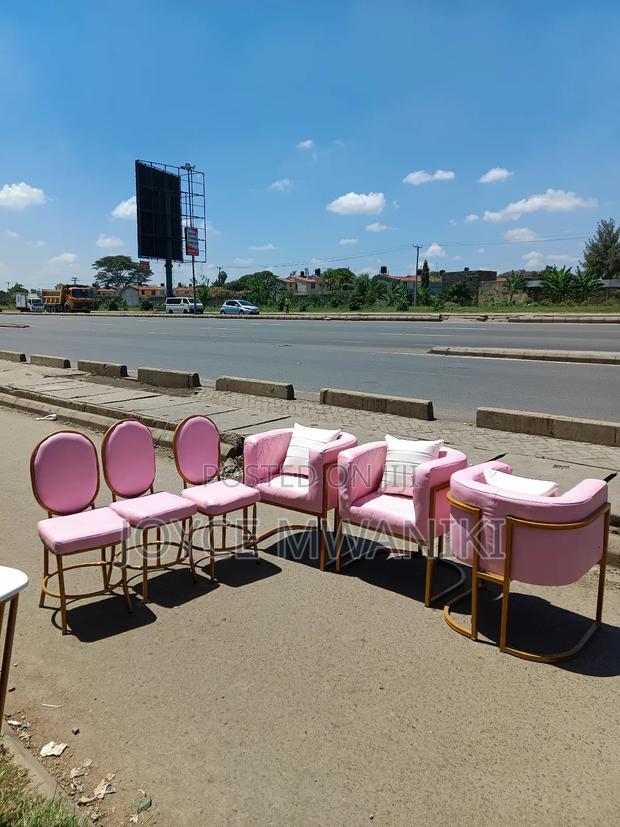 Manicure Seats, 3 for Clients, 3 for Technician, Pink 