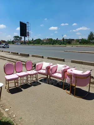 Manicure Seats, 3 for Clients, 3 for Technician, Pink 