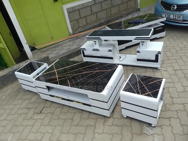 Coffee Table+ 2 Stools+ Tv Stand With Led Lights - main view