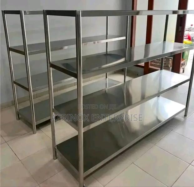 Durable Stainless Steel Rack – Perfect for Kitchen or Storage - main view