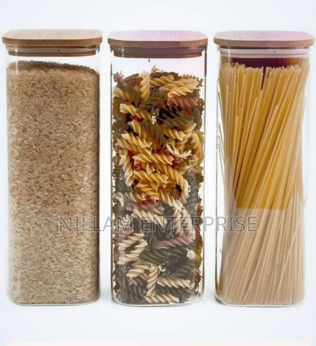 Rectangular Shape Glass Spaghetti Jar 2000ml - thumbnail 3
