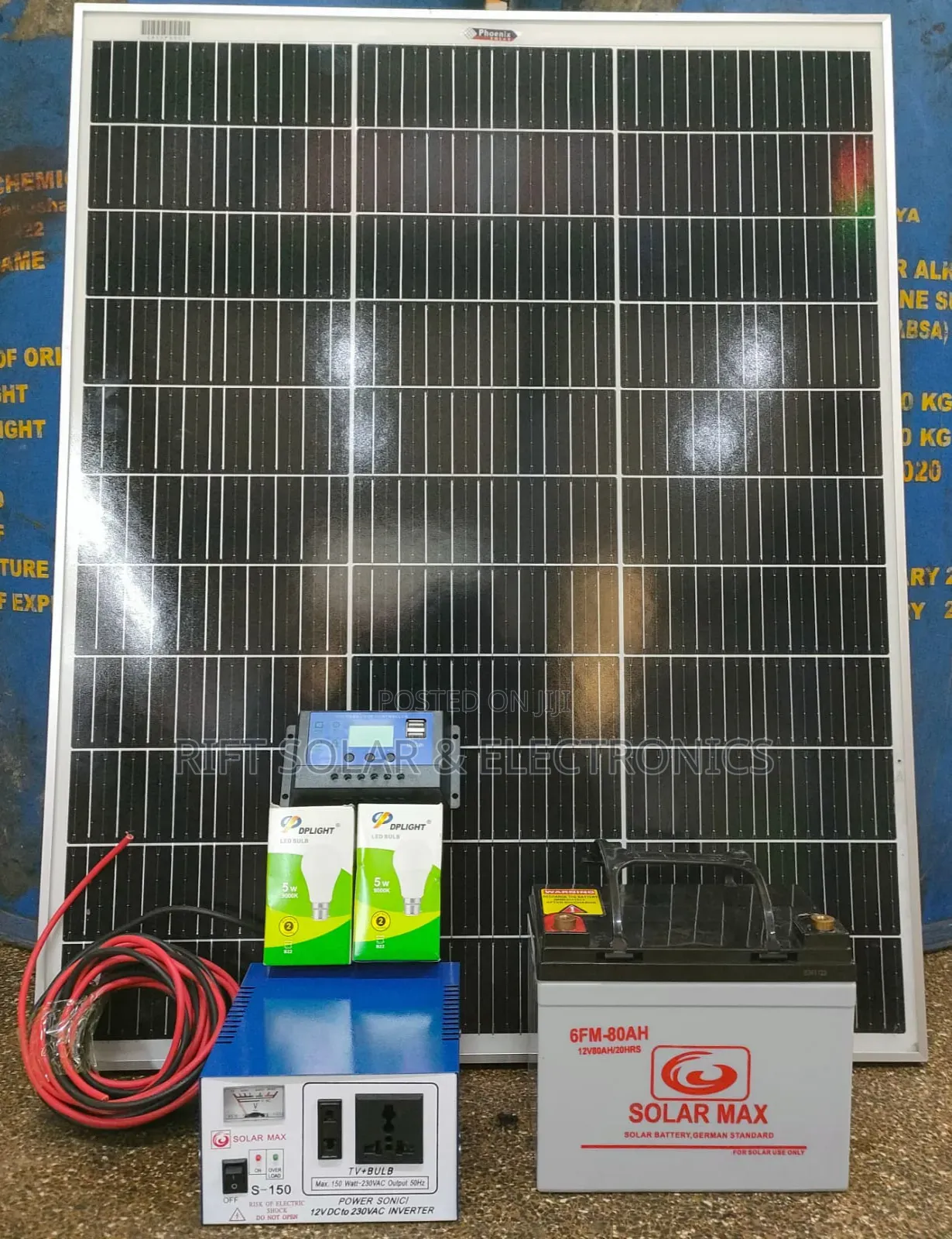 120 Watts Solar Package - 80a Battery - 200w Inverter - 10a Controller