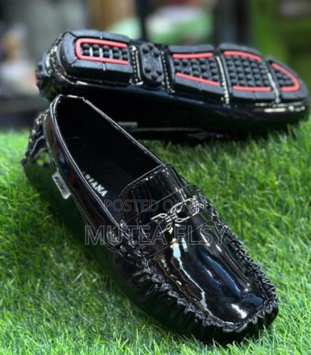 Black Grey Kids Loafers - main view
