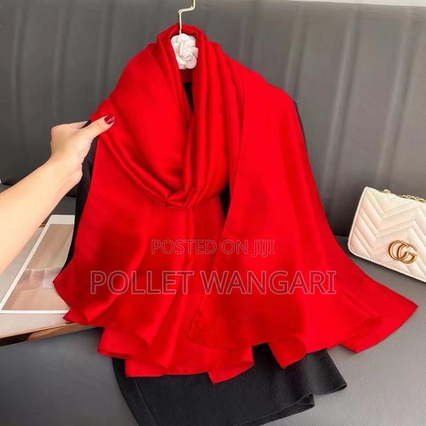 Plain Colored Large Silk Scarfs - thumbnail 5