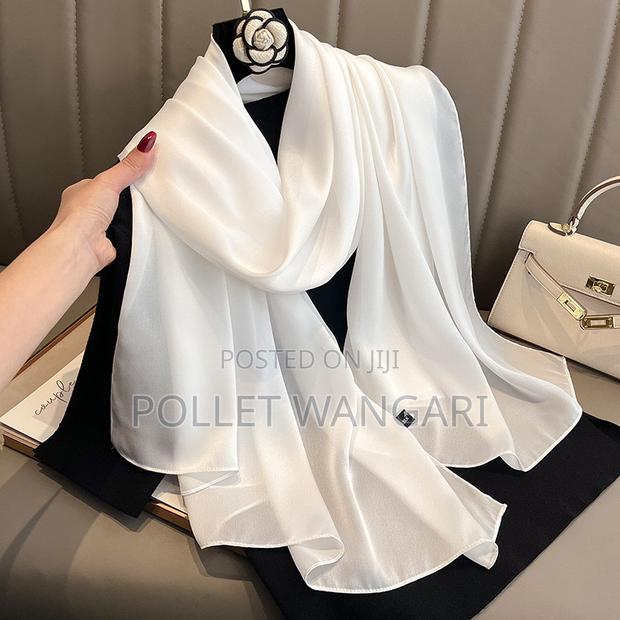 Plain Colored Large Silk Scarfs - thumbnail 3