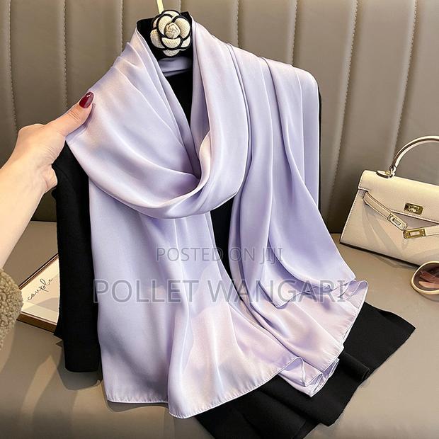 Plain Colored Large Silk Scarfs - thumbnail 4