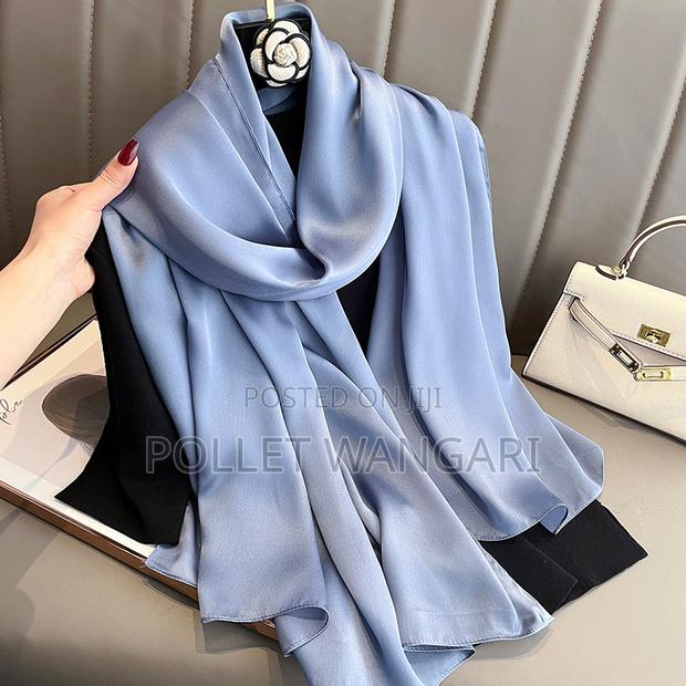 Plain Colored Large Silk Scarfs - thumbnail 8