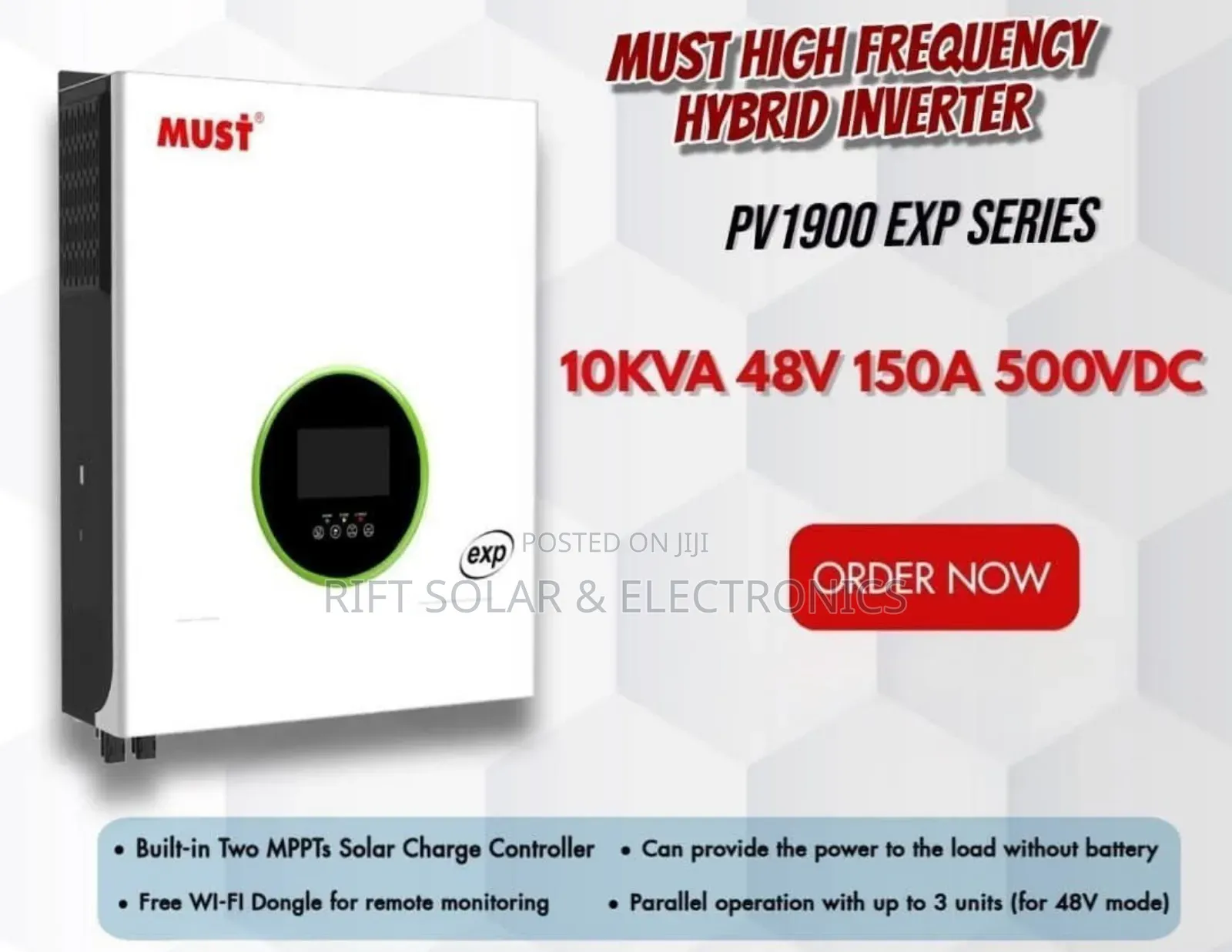 New Technology 10 Kva - 48v Must Hybrid Inverter 150a MPPT 500 Voc
