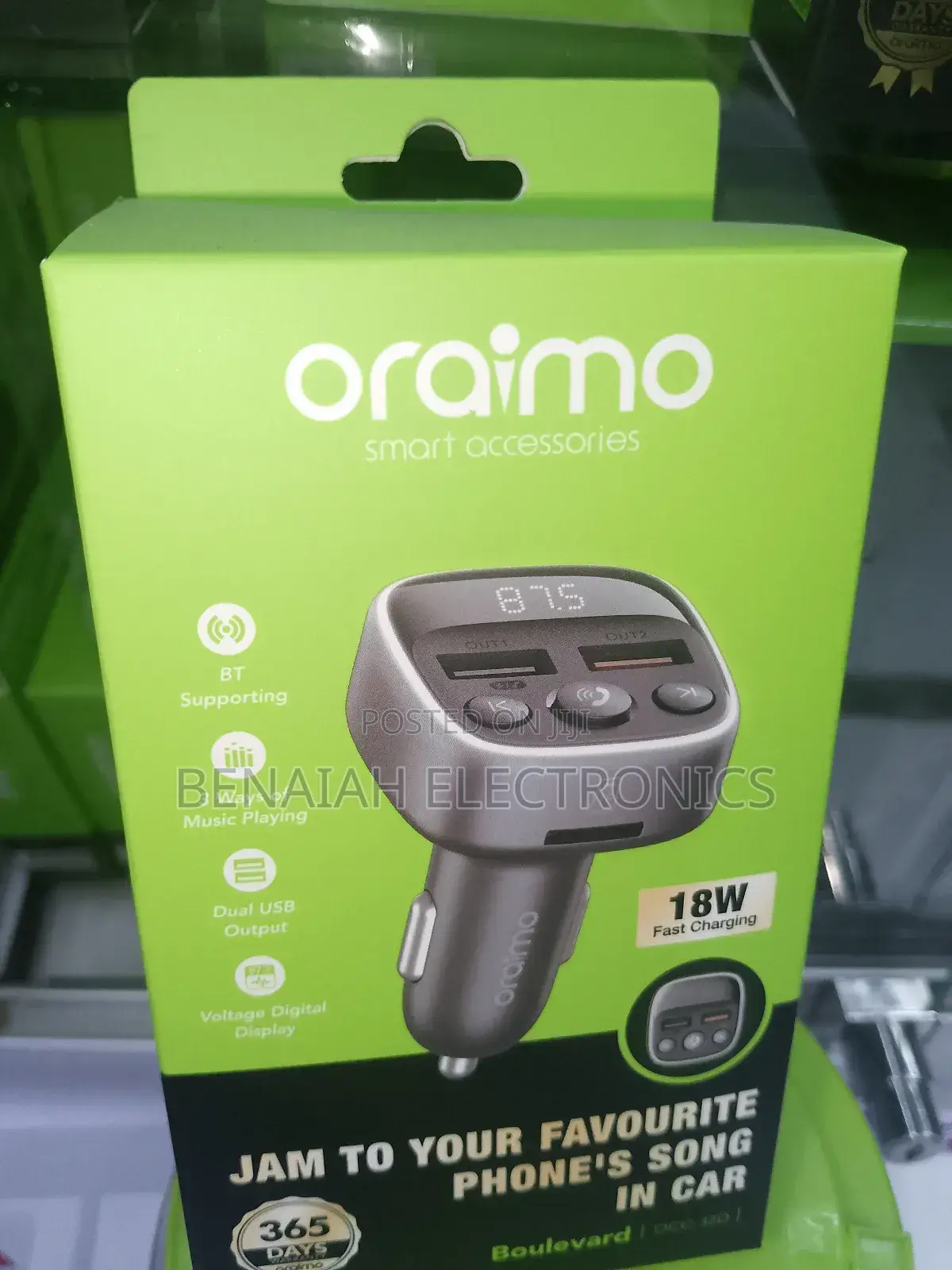 Oraimo Boulevard Car Modulator 18watts Fast Charging