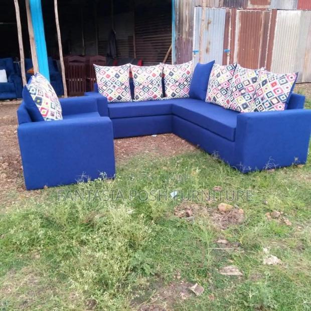 Blue L-Shaped Sofa Set+ Armchair - Flash Sale - main view