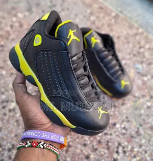 Kids Jordan 14 Black Yellow Sizes (31/32/33/34/35/36)