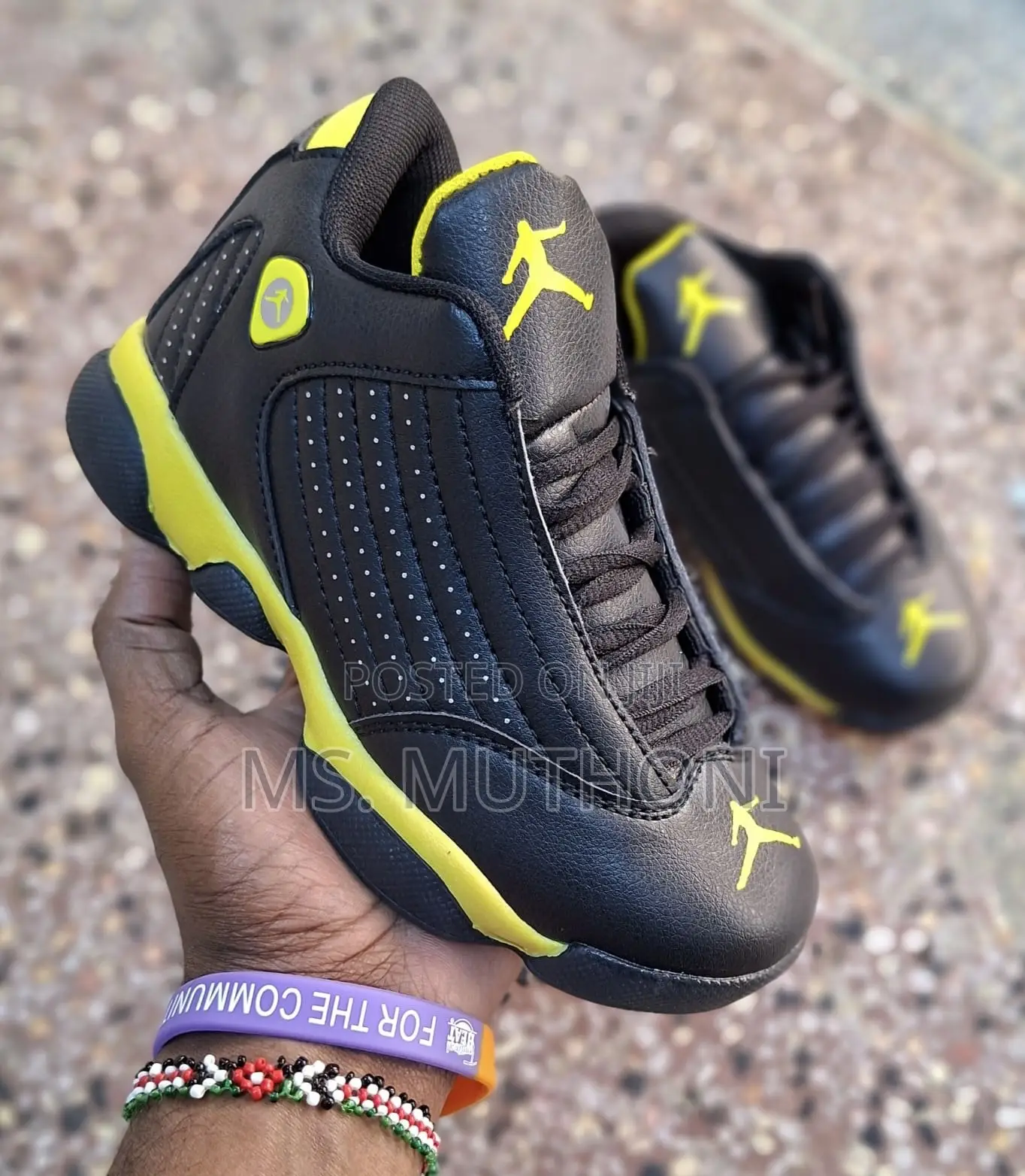 Kids Jordan 14 Black Yellow Sizes (31/32/33/34/35/36)