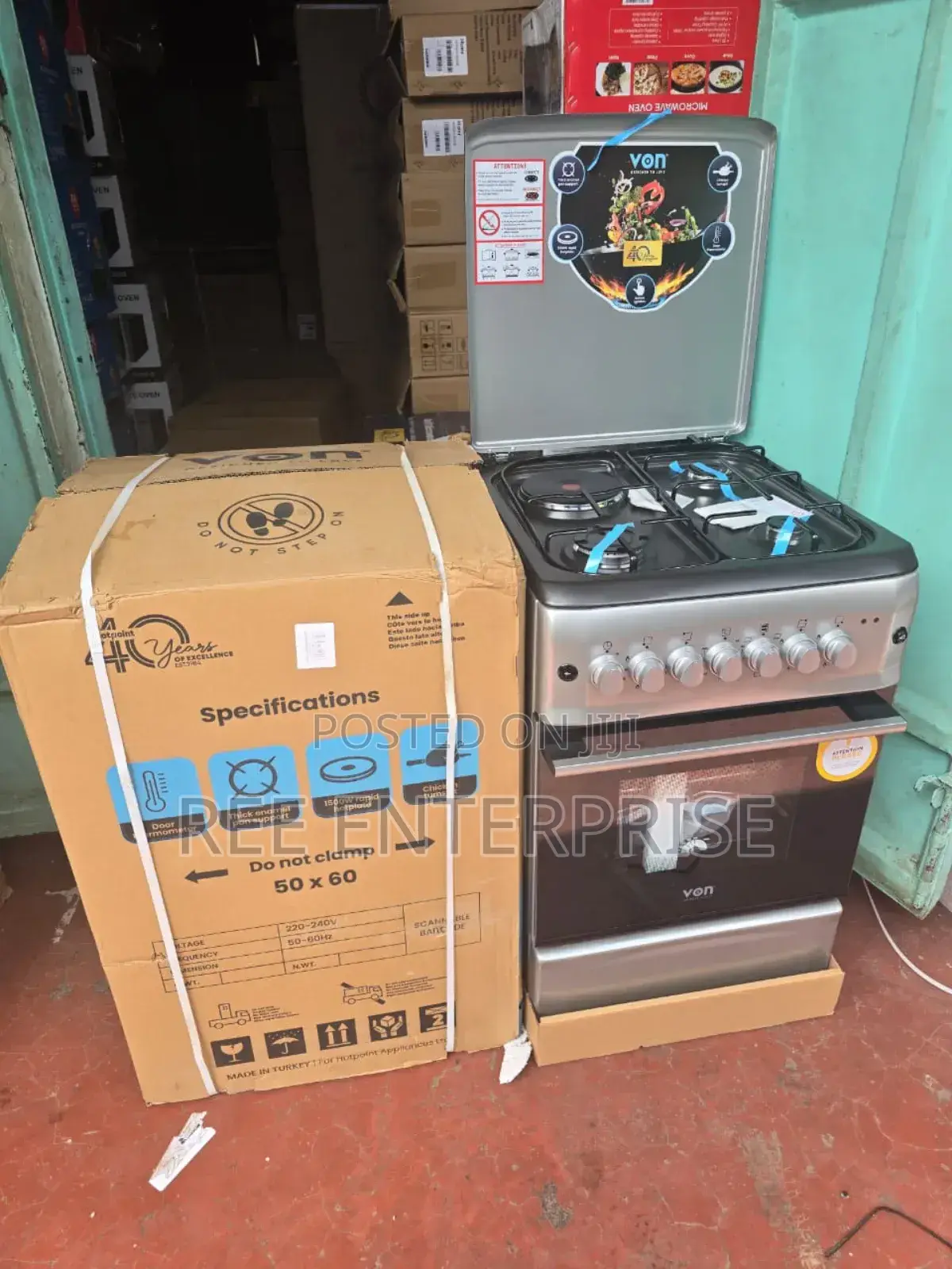 Brand New 50*60 Von 3gas +1electric Standing Cooker