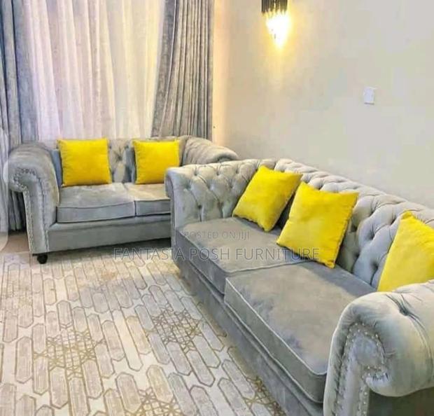 Grey Chesterfield Sofa Set - main view