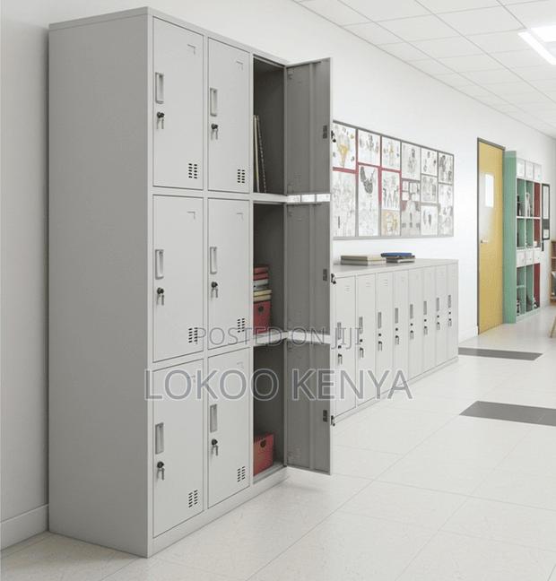 Office Cabinet; 9-Locker Steel-Metal Lockable Storage Cabinet
