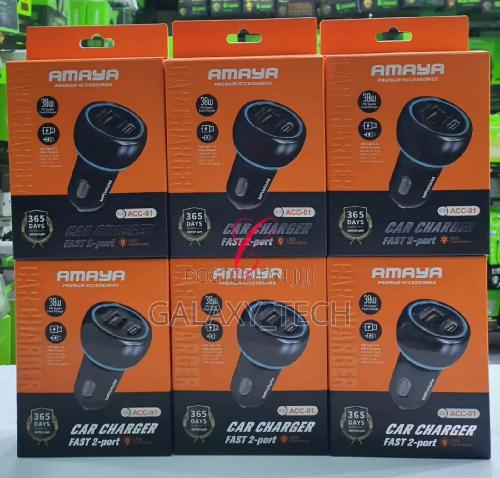 Amaya Car Chargers *2 Port* Acc-01 *38w* (Led Digital Display)