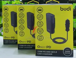 Budi Car Chargers 1.5m Cable Cc069b *118w* Pd and Qc3.0