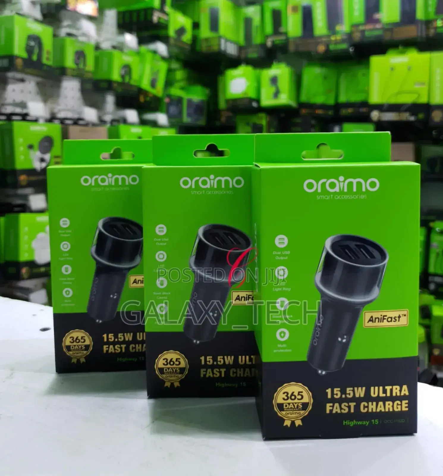 Oraimo Car Charger Adapter 15 Occ-1152d *15.5w* Led Light Ring