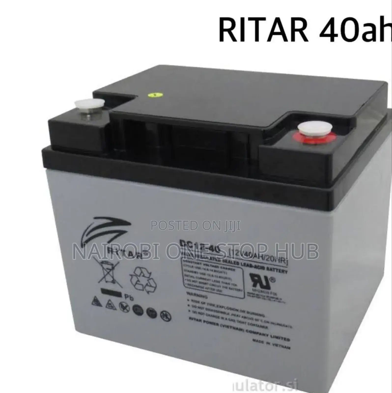 Ritar 12v 40ah Sealed Lead-Acid Battery (Model Dc12-40 or Ra12-40).