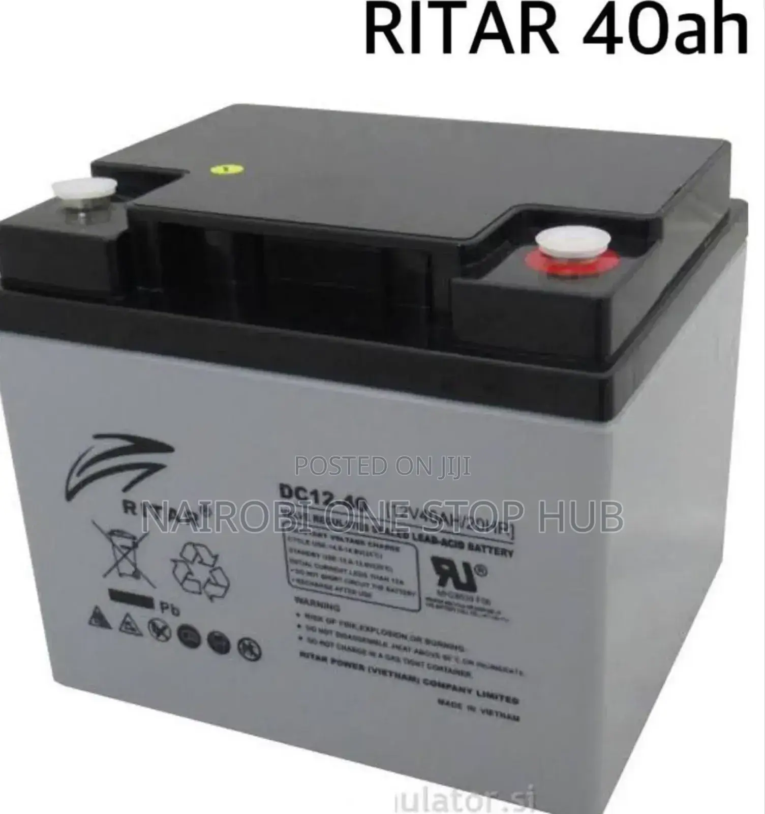 Ritar Sealed Lead-Acid Battery (Model Dc12-40 or Ra12-40).