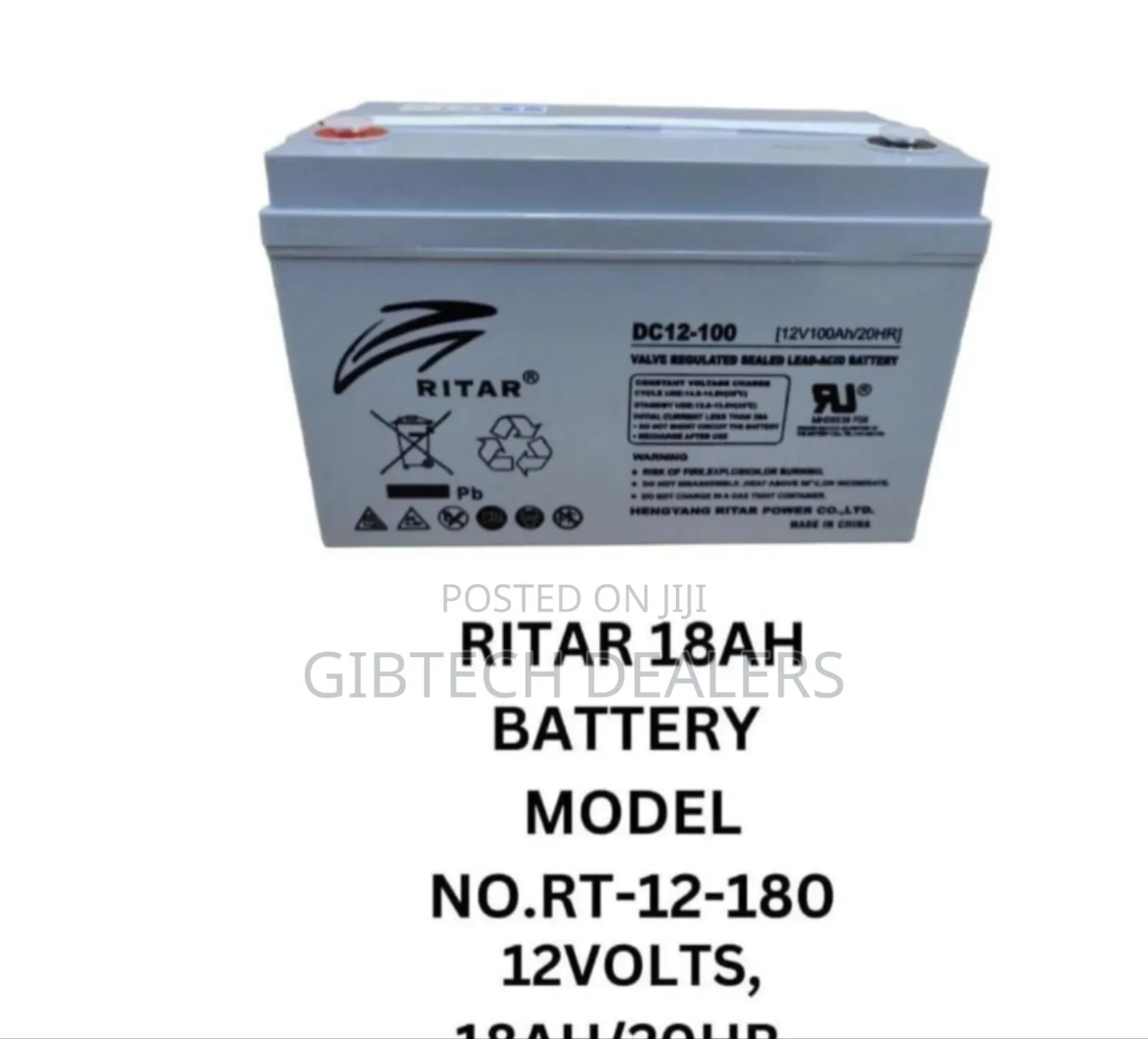 Ritar 18ah Battery 12volts 18ah/20hr