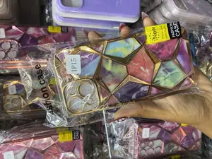 Ruhigh Diamond Cut Case for iPhone 15 Geometric Marble Design