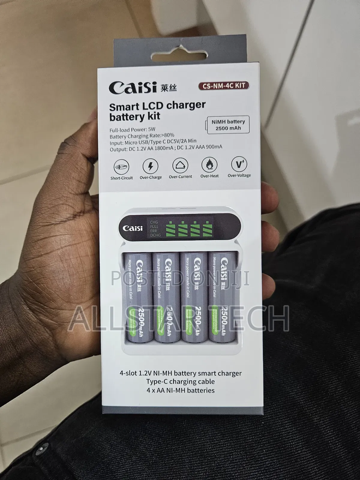 Caisi Aa 2500mah Rechargeable Battery + Type -C Smart Charger