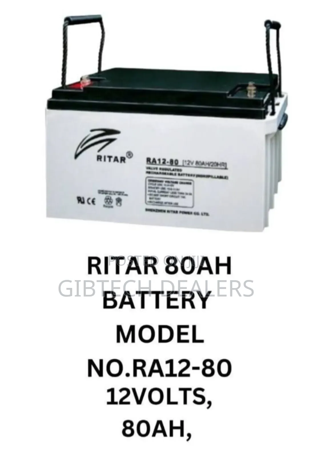 Ritar Deep Cycle Battery 80ah/20hr 12v