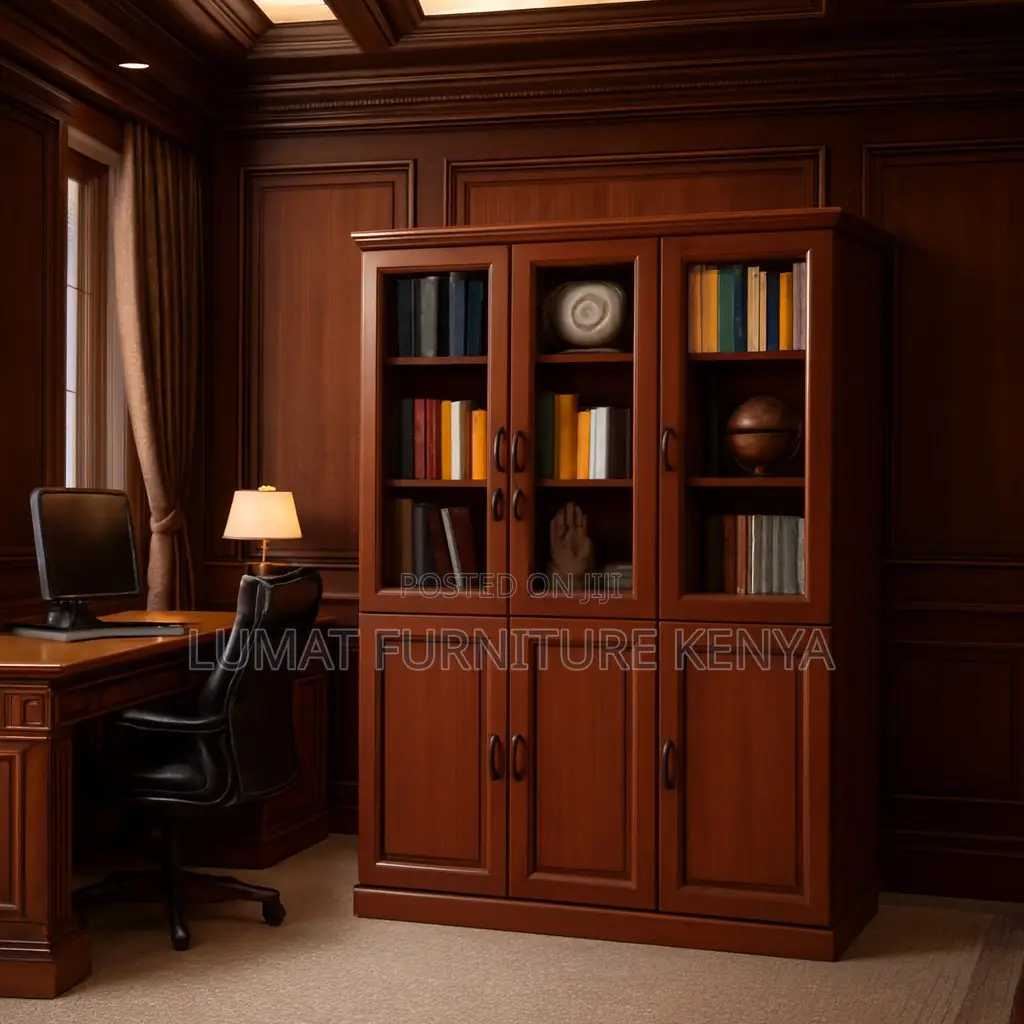 Mahogany Office 3-Door Wooden Cabinet