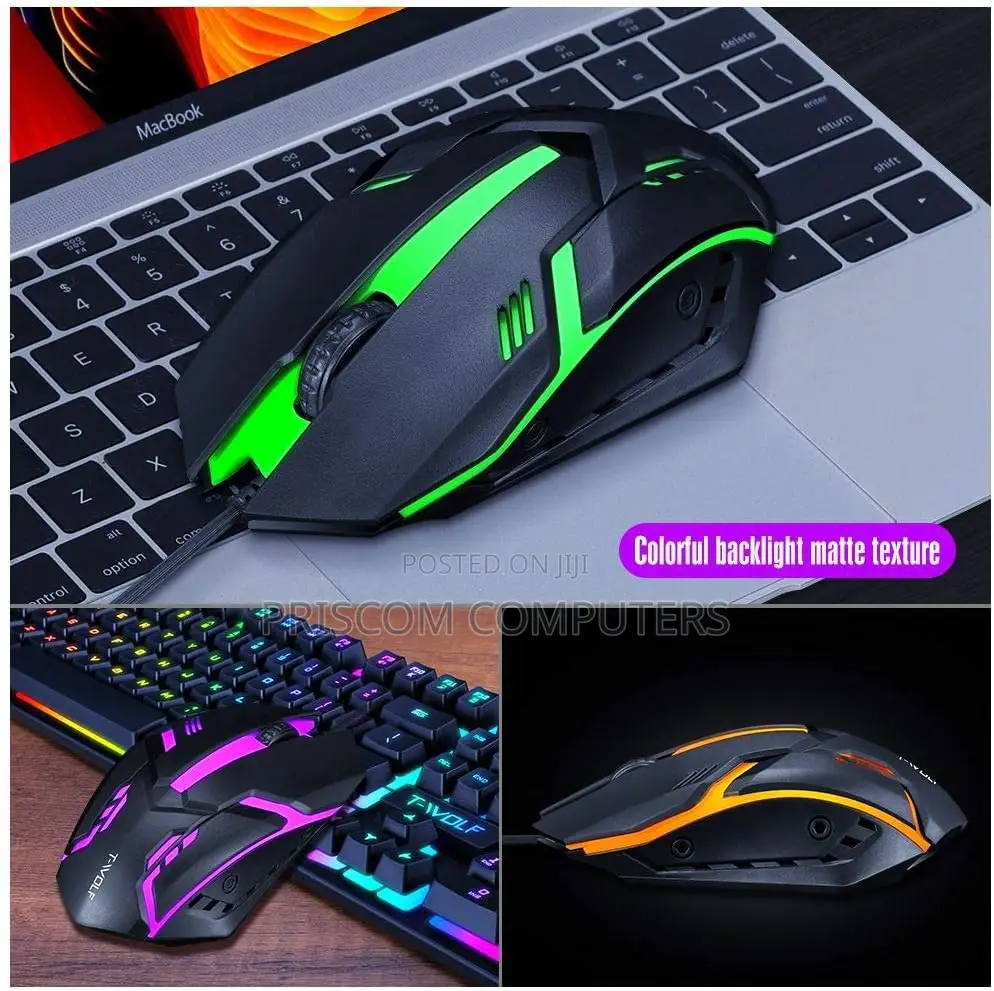 T-Wolf Tf230 Rainbow Wired Backlit Game Keyboard Mouse Combo