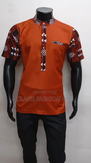 Burnt Orange Kikuyu Men African Shirts
