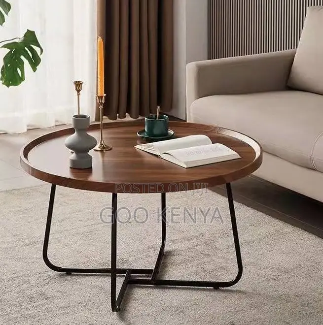 Home Table Set; MDF Nesting Coffee Table Set With Metallic Legs