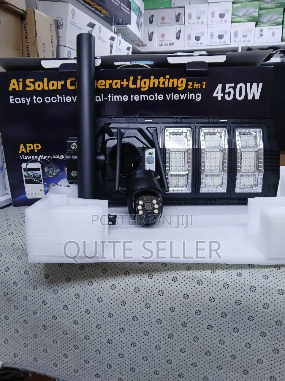 Solar Integrated Street Light 450w Led Light With 4g Simcard V380 App