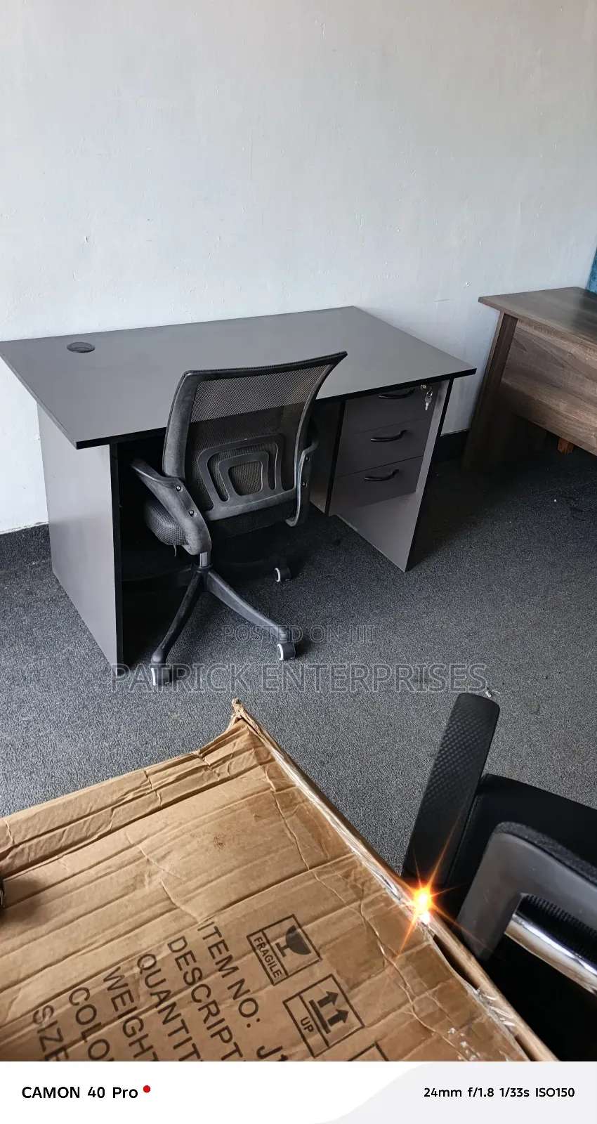 1.2 Mtrs Gray Office Desk + Low Back Mesh Chair
