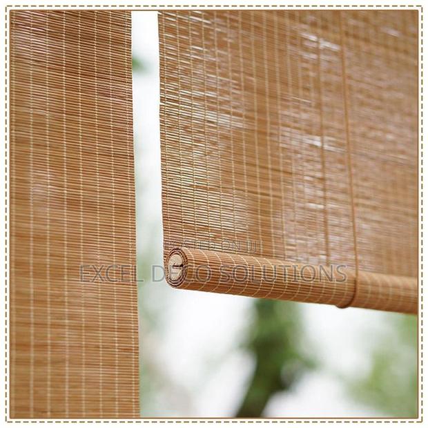 Brown Bamboo Roller Shades – Sleek Elegant - main view