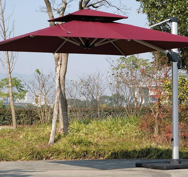 Home Sun Umbrella; Heavy-Duty Adjustable Outdoor Parasol With Stand