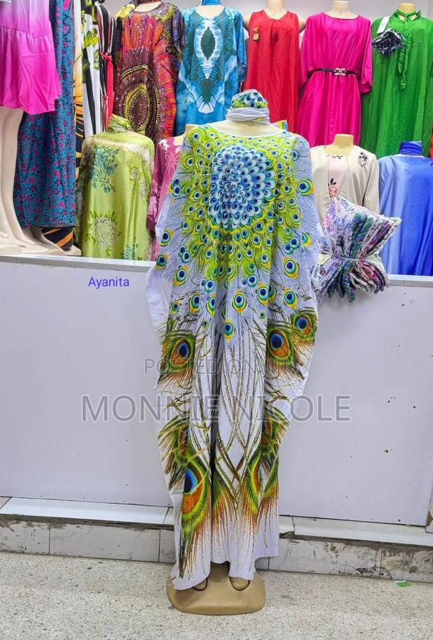 Trendy Peacock Print Dera With Scarf - thumbnail 2