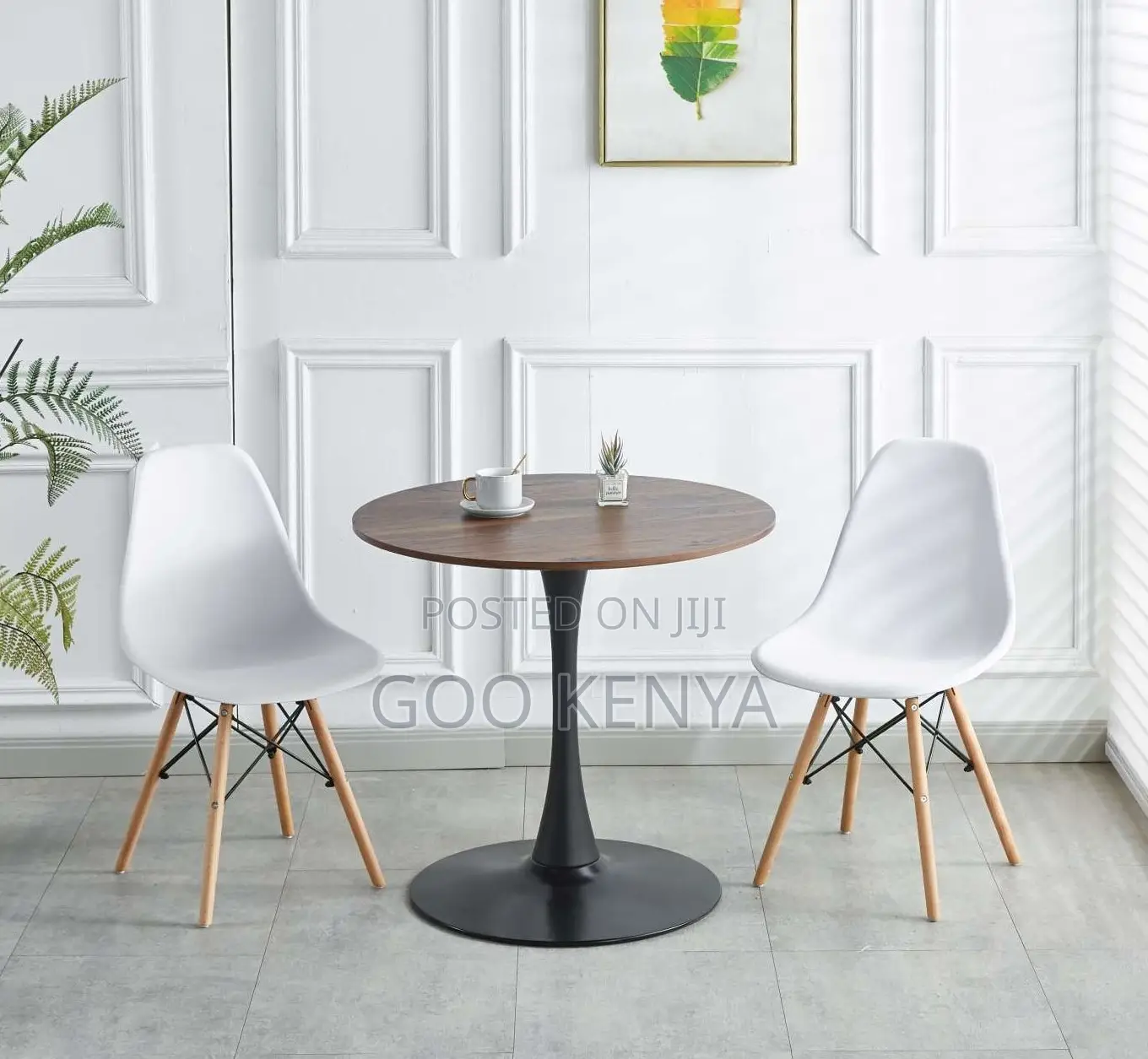Home Table; Mid-Century MDF Top Round Dining Table