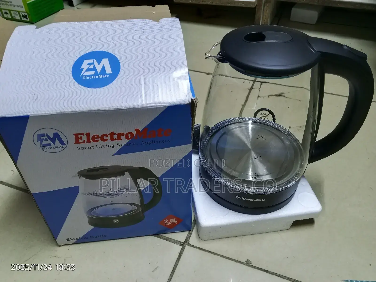 Electromate Electric Kettle 2liters With Glass Cover