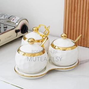 White Gold Nordic Ceramic Household Kitchen Seasoning Jars - thumbnail 2