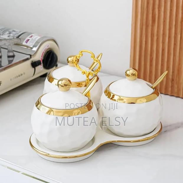 White Gold Nordic Ceramic Household Kitchen Seasoning Jars