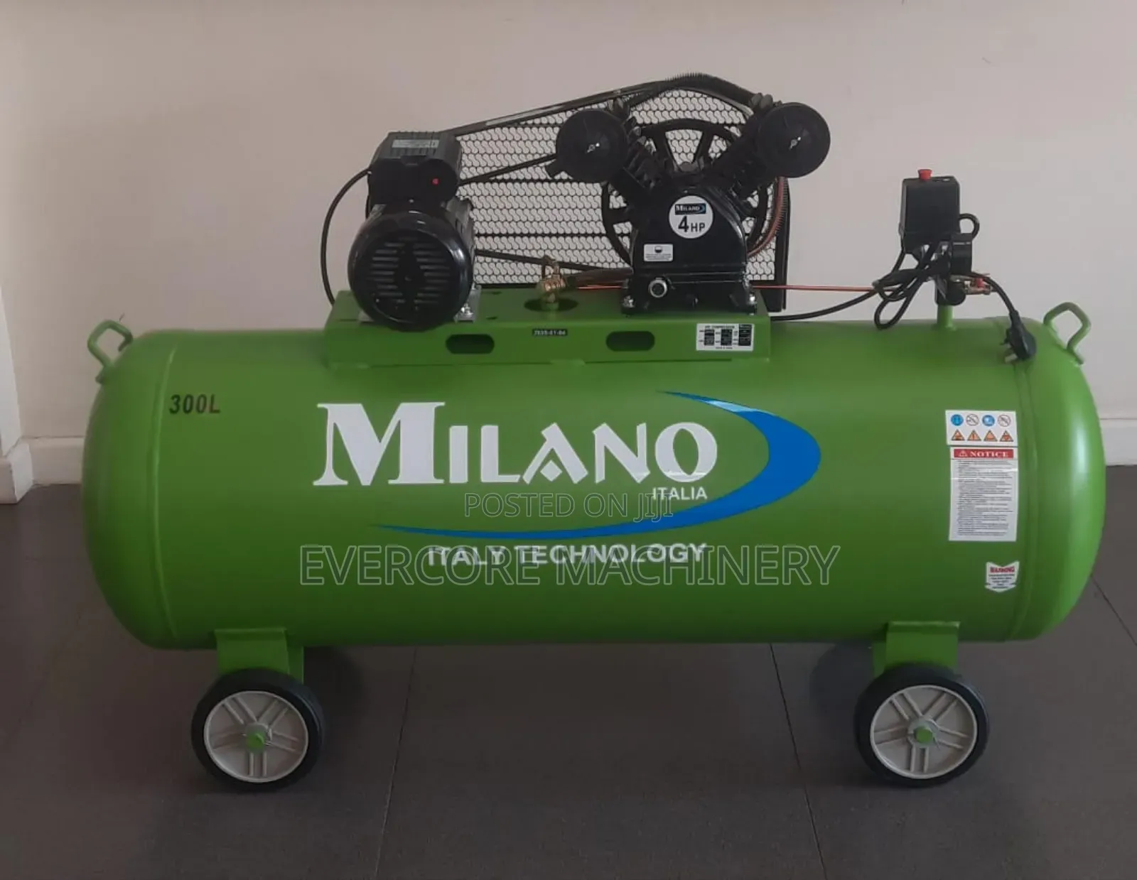 Milano Italia 300litres Single Phase Air Compressor 4hp Motor.