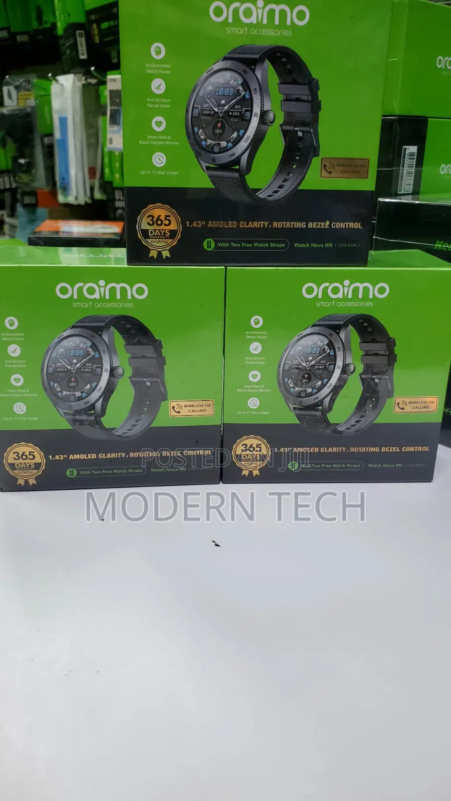 Oraimo Watch Nova Rn 1.43'' Amoled Rotating Bezel Control Smart Watch.