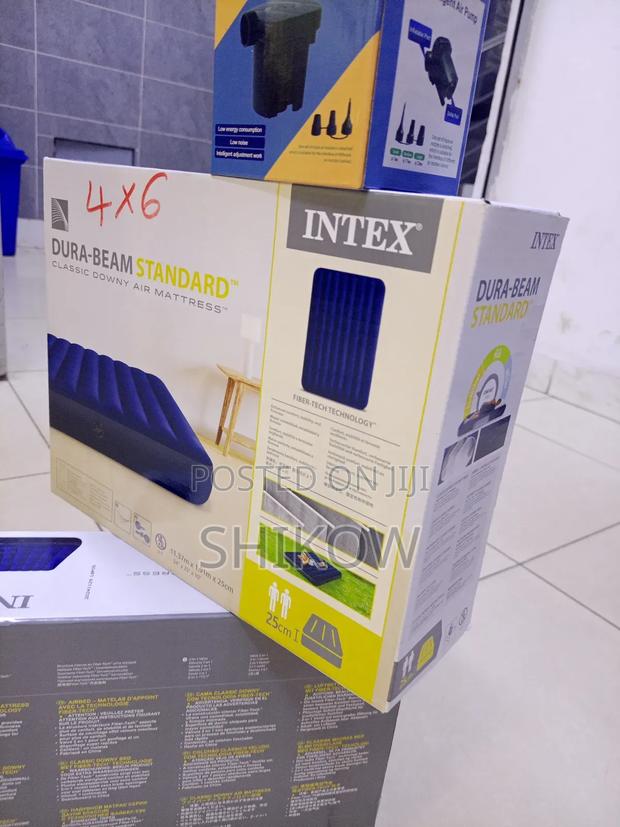 Intex 4x6 Ft Dura-Beam Air Mattress With Fiber-Tech With Electric Pump