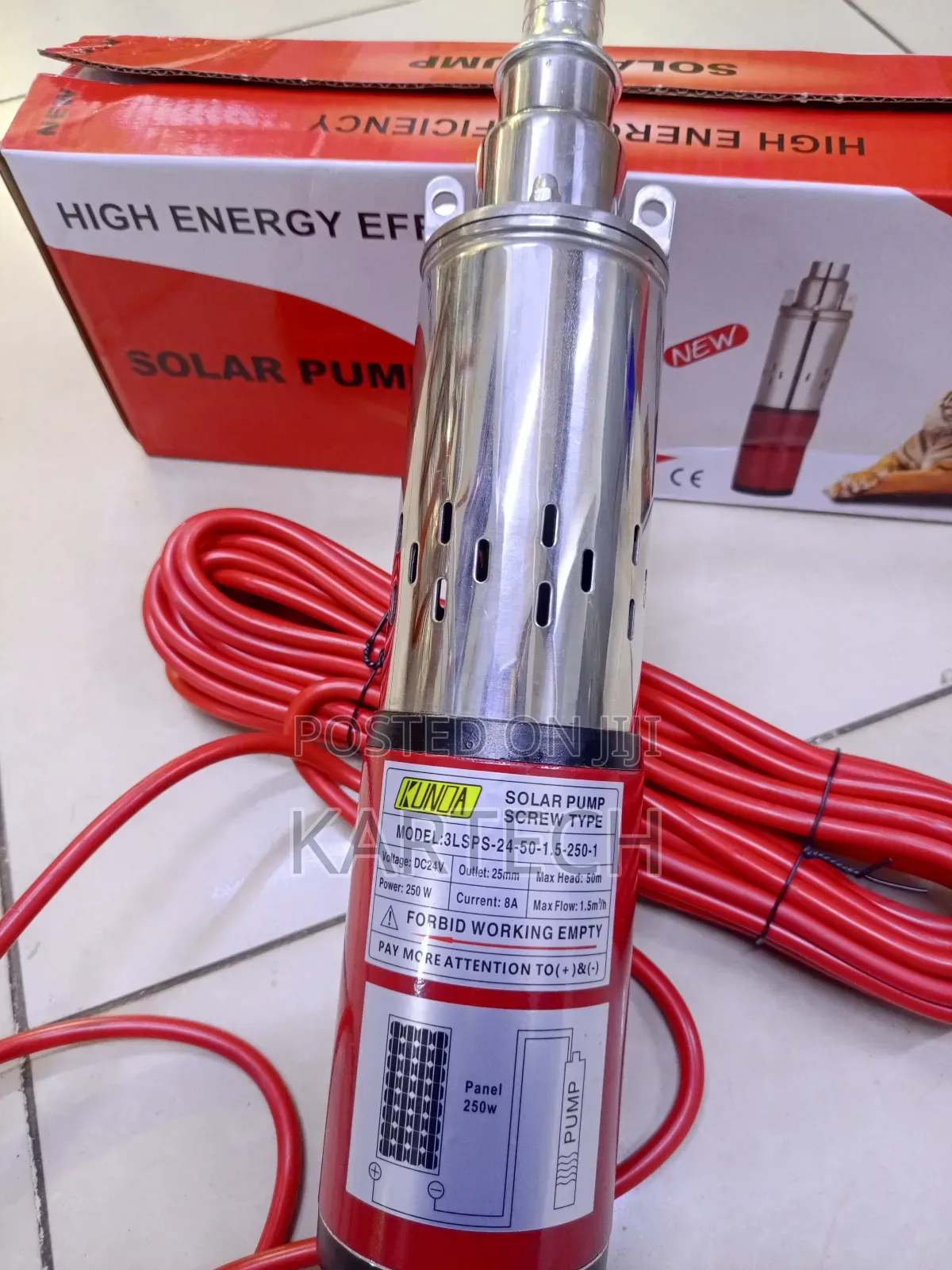 Rutan Solar Submersible Pump 24v 250w 50m Max Head 25mm(1inch) Outlet