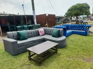Grey L-Shaped Sofa Set