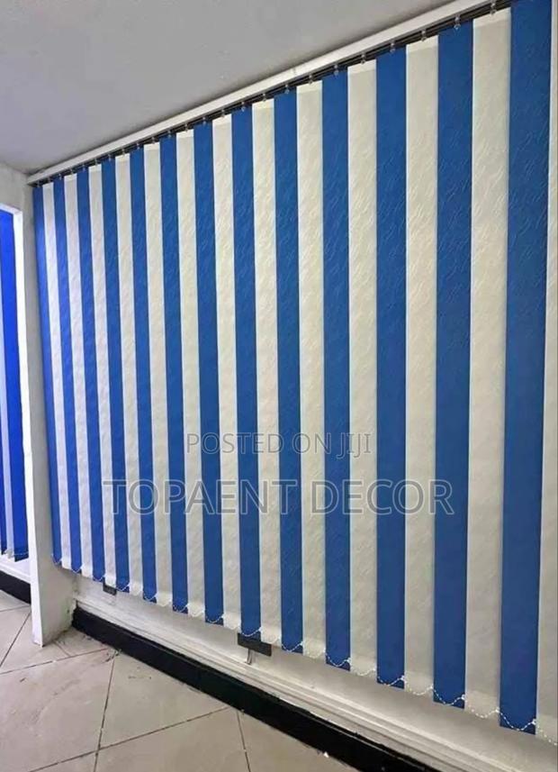 White And Blue    Smooth Glide Vertical Office Window Blinds - main view